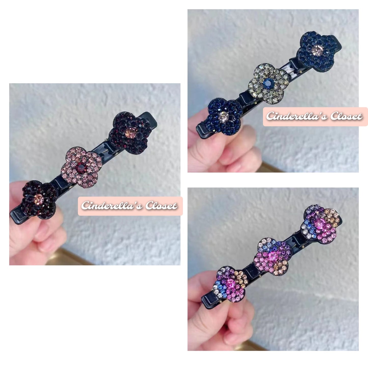 Sparkling Crystal Stone Braided Hair Clips