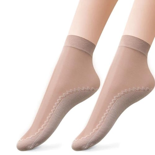 Silky Anti-Slip Cotton Socks - Pack of 3